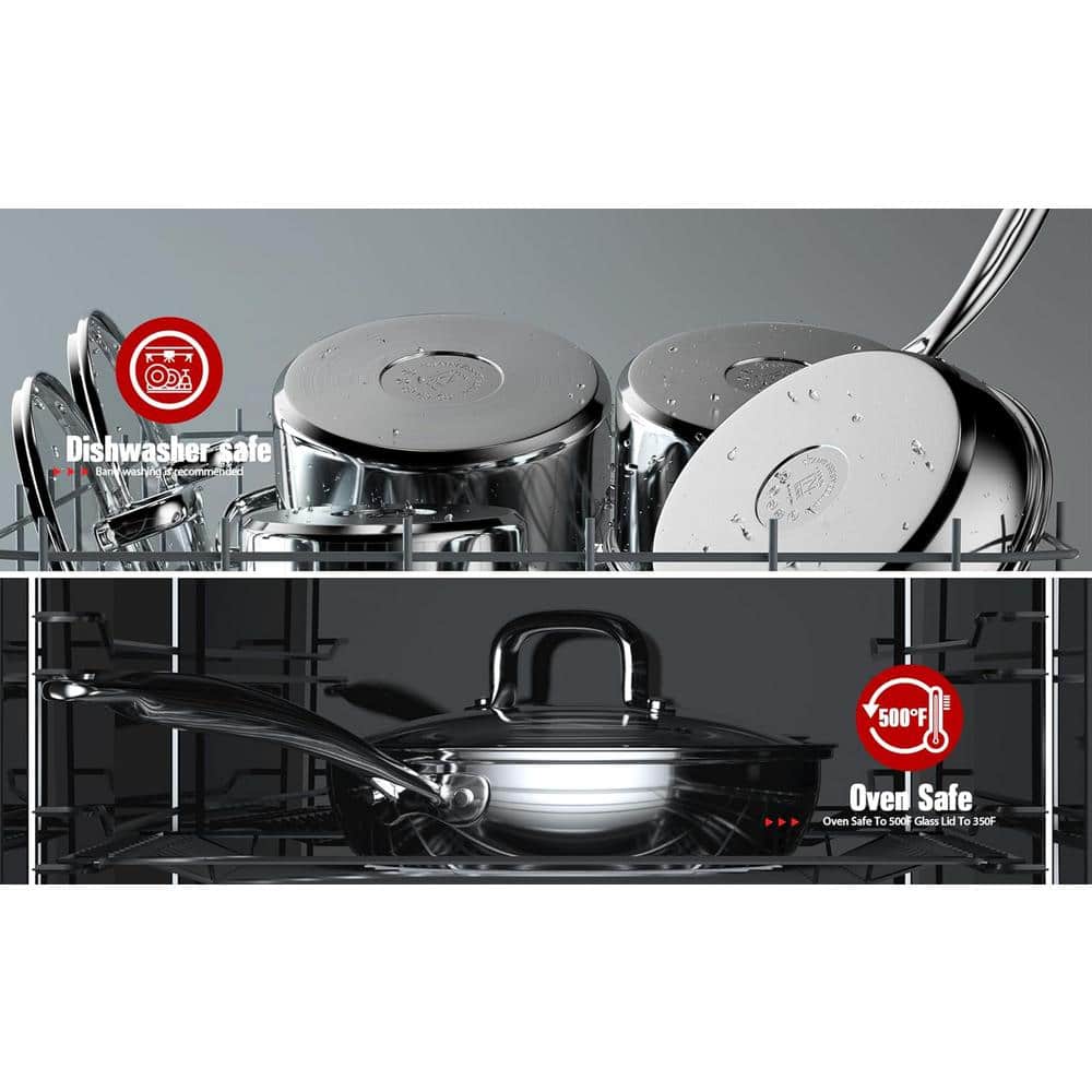3-Quart Stainless Steel Saucepan with Glass Lid