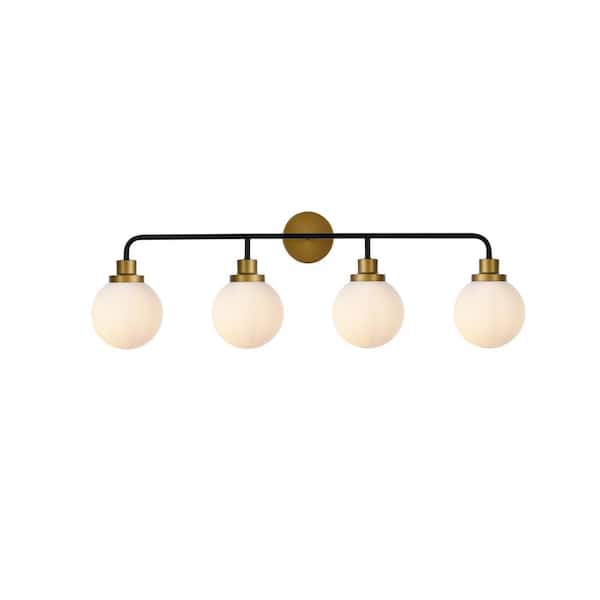 Unbranded Home Living 37.5 in. 4-Light Brass Vanity Light with Glass Shade
