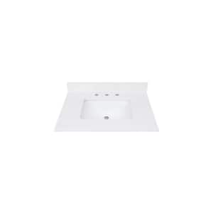 31 in. W x 22 in. D Quartz Vanity Top in Lotte Radianz Everest White with White Rectangular Single Sink