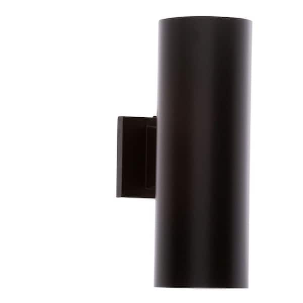 Progress Lighting Cylinder Collection 5" Antique Bronze Modern Outdoor Wall Lantern Cylinder Light Up and Down Light Output