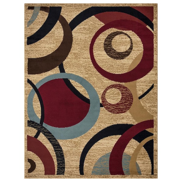 Ottomanson Royal Collection 5 ft. x 7 ft. Contemporary Abstract Beige Area Rug