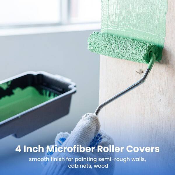 Two Frame Paint Paint Brushes For Walls 40-Pack 4 Inch Microfiber Paint Rollers - 3/8 ...