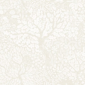 Olle Off-White Cream Forest Sanctuary Paper Matte Non-Pasted Wallpaper Roll