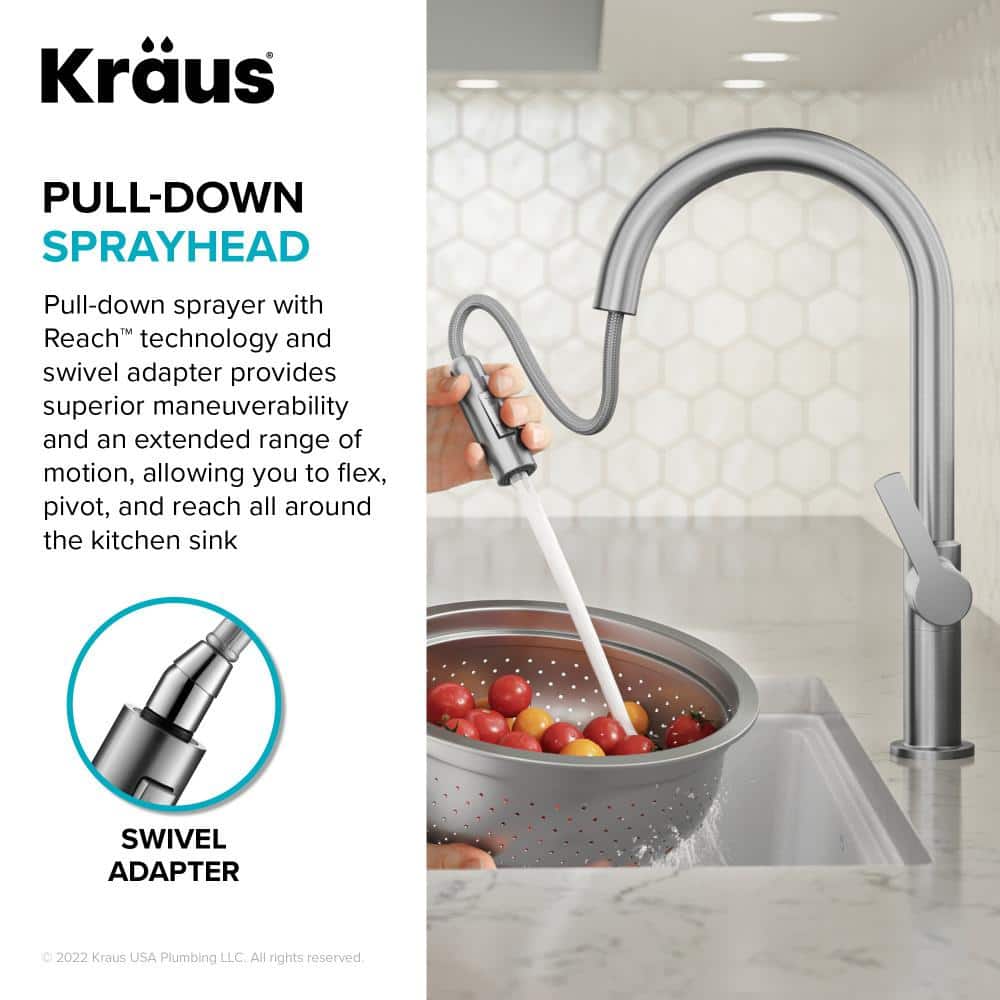 Matte Black Stainless Steel Pull-Down Kitchen Faucet with Spray
