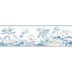 Lagoon Blue Watercolor Blue Wallpaper Border Sample