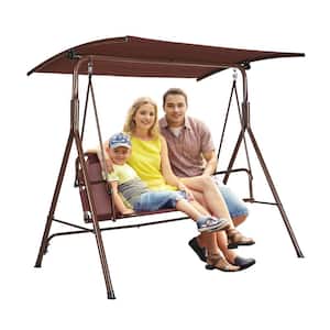 3-Person Patio Swing Chair Outdoor Patio Swing with Adjustable Canopy Porch Swing