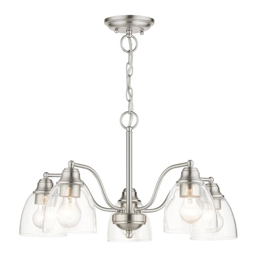 Montgomery Brushed Nickel 5-Light Chandelier with Hand-Blown Glass