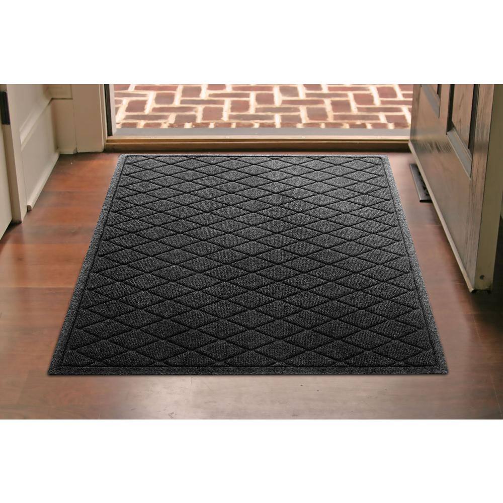 Charcoal Argyle Rubber Outdoor Doormat 37" x 7.24"