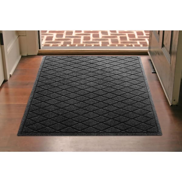 Waterhog Argyle Charcoal 34 in. x 52 in. PET Polyester Indoor Outdoor Door Mat