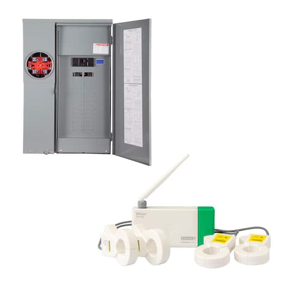 Square D Homeline 200 Amp 30-Space 42-Circuit Outdoor Surface Mount Solar Ready Main Breaker Plug-On Neutral CSED, Wiser Monitor