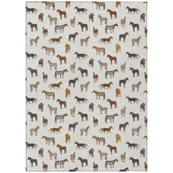 Chantille Machine Washable Indoor/Outdoor Abstract ACN2521 Ivory 5 ft. x 7 ft. 6 in. Area Rug
