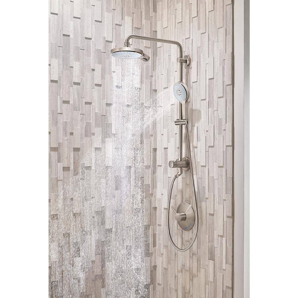 Brushed Nickel Adjustable Height Wall Mounted Shower System