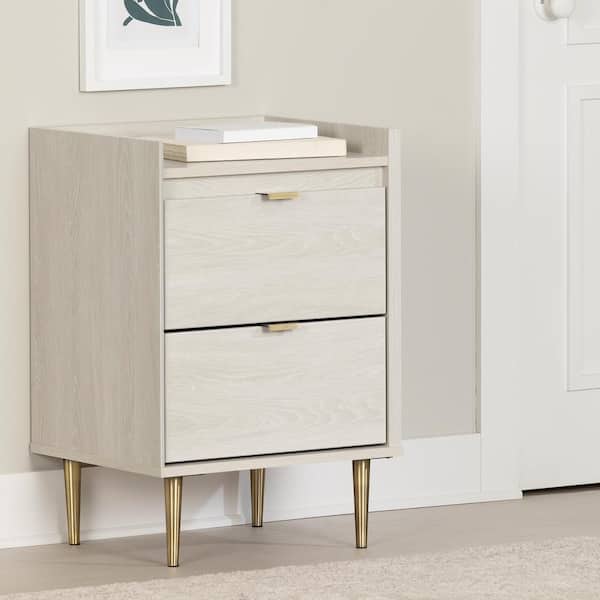 South Shore Hype 2-Drawer Winter Oak Nightstand 28.5 in. H x 19.25 in. W x 16.25 in. D