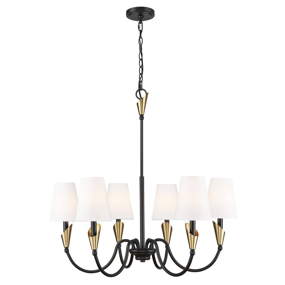 Claudelle 6 light Matte Black + Modern Gold Chandelier for Indoor Use with No Bulbs Included price history on PriceWatchPro