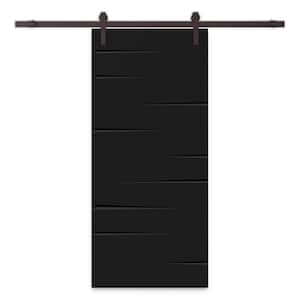36 in. x 84 in. Black Stained Composite MDF Paneled Interior Sliding Barn Door with Hardware Kit