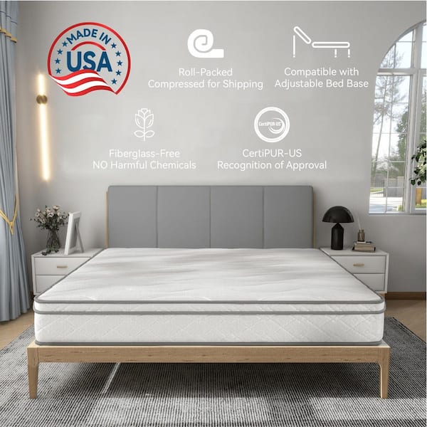 SUNRINX King Medium to Firm Memory Foam 12 in. Bed-in-a-Box Mattress