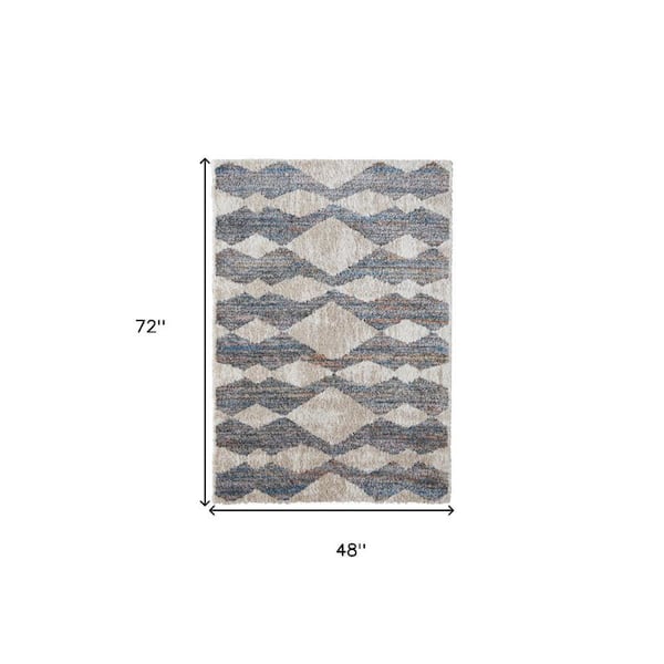 2 ft. x 8 ft. Tan, Ivory Chevron Area Rug