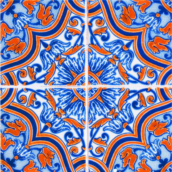 MI ALMA Blue/Orange H38 12 in. x 12 in. Vinyl Peel and Stick Tile