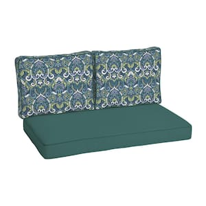 46 in. x 26 in. Outdoor Loveseat Cushion Set in Sapphire Aurora Blue Damask