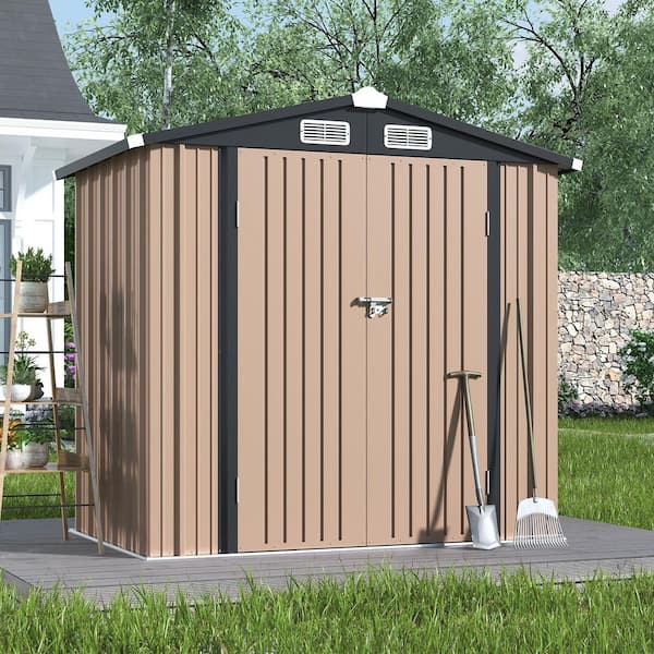 6 ft. W x 4 ft. D Gray Metal Storage Shed with Lockable Door and Vents for Tool, Garden, Bike (22 sq. ft.)