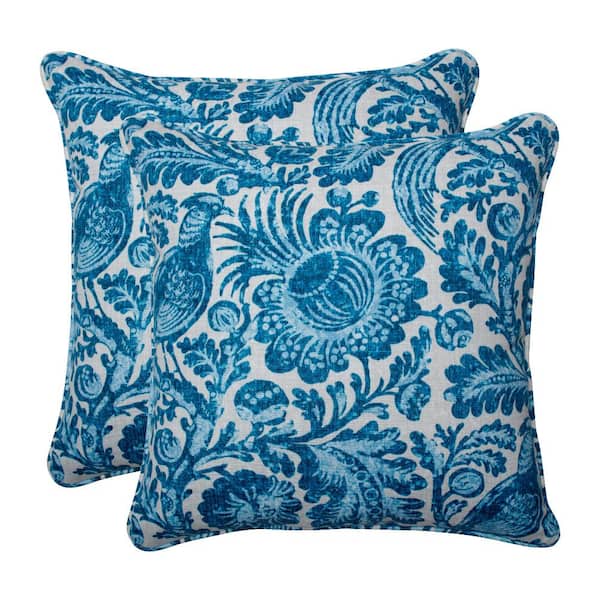 Pillow Perfect Paisley Blue/White Tucker Resist Square Outdoor Throw Pillow (2-Pack)