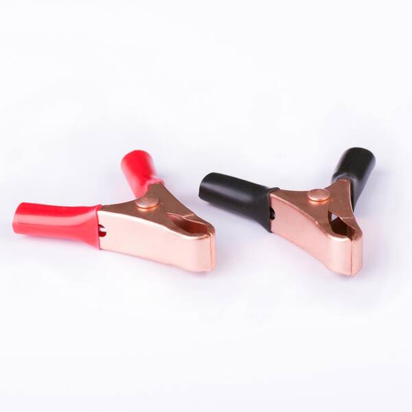 2 Pair (4 Clamps) 8 Gauge Copper Plated Alligator Clamps For Car Battery – 200A, Red/Black