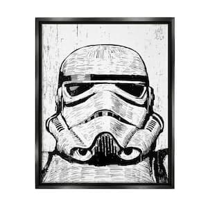 Star Wars Stormtrooper Distressed Wood Etching by Neil Shigley Floater Frame Fantasy Wall Art Print 31 in. x 25 in.