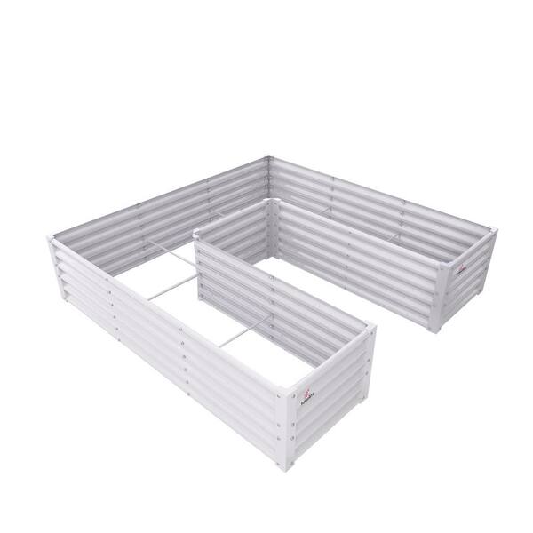 Unbranded White 72 in. x 72 in. x 18 in. U-Shaped Galvanized Raised Garden Beds Metal Easy-Setup Planter Box for Vegetables Flower