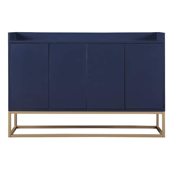 Polibi 11.80 in. Navy Modern Stytle Wood Sideboard Buffet Cabinet with Large Storage Space for Dining Room,Entryway