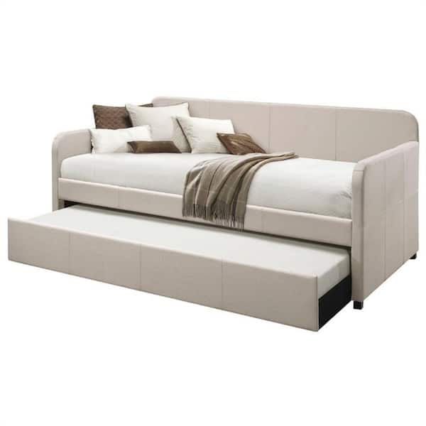Donason Beige Twin Size Daybed with Trundle (Twin ) in Fog Fabric