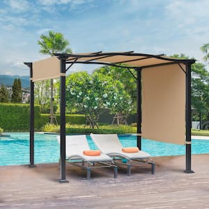 7.5 ft. H Steel Frame Polyester Fabric Gazebo with Retractable Canopy Shade Awning and Classic European Design