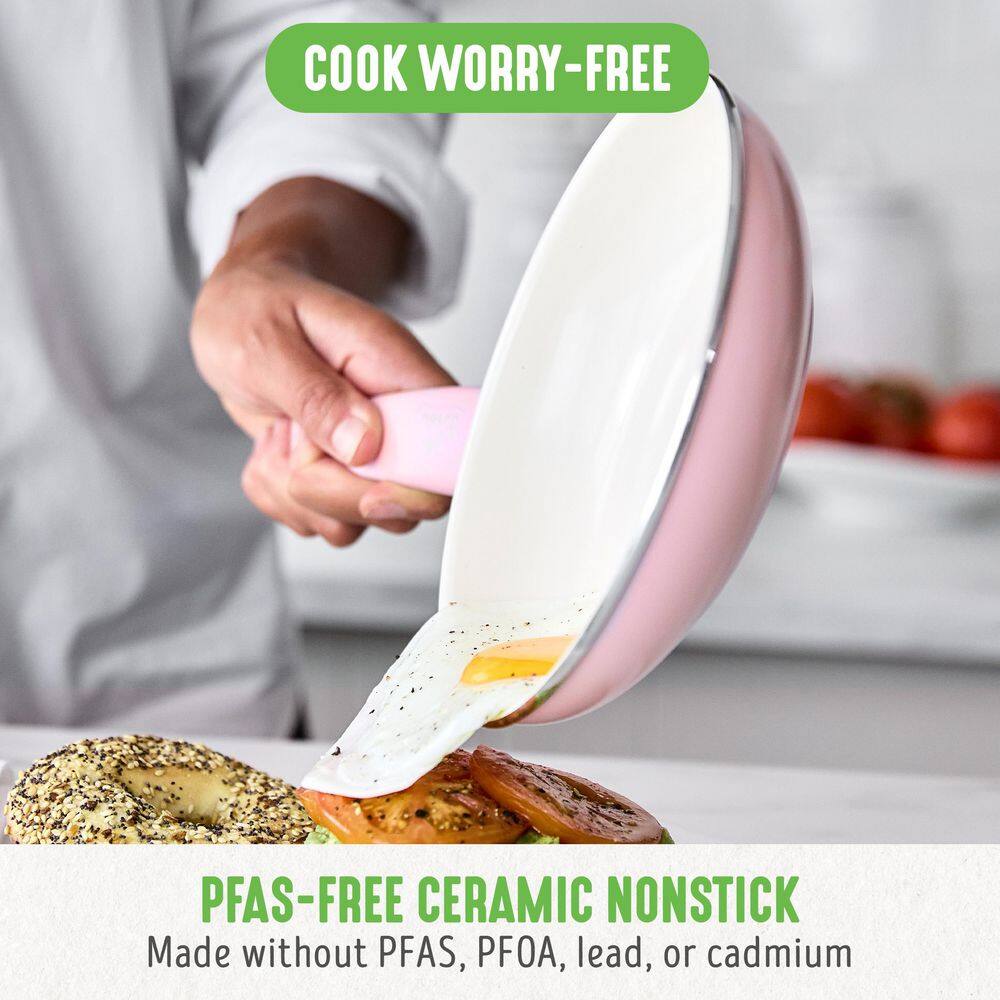 Soft Pink Aluminum Non-Stick Frypan Set with Ceramic Coating