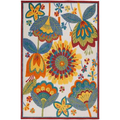 Aloha Multicolor 6 ft. x 9 ft. Floral Contemporary Area Rug