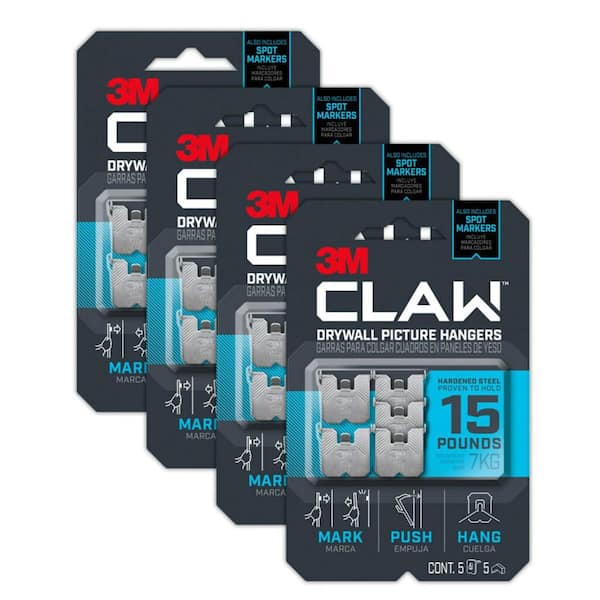 3M CLAW 15 lbs. Drywall Picture Hanger with Temporary Spot Marker (Pack of  5-Hangers and 5-Markers) 3PH15M-5ES - The Home Depot