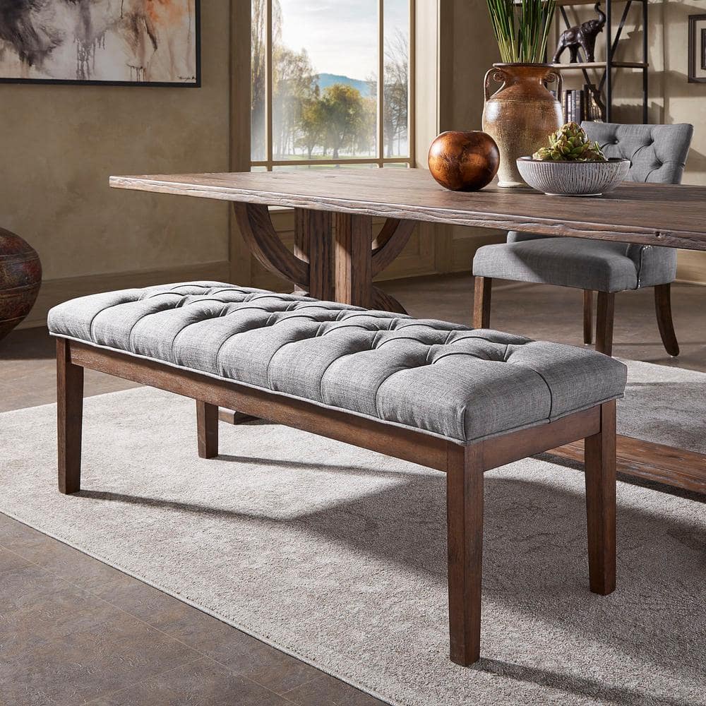 HomeSullivan Brown Finish Grey Premium Tufted Reclaimed 52-in ...