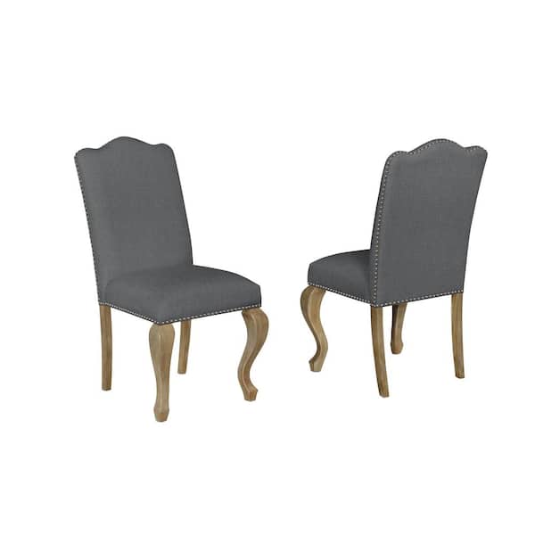 Best Quality Furniture Tiffany's Gray Upholstery Side Chair Set of 2 Chairs 22"