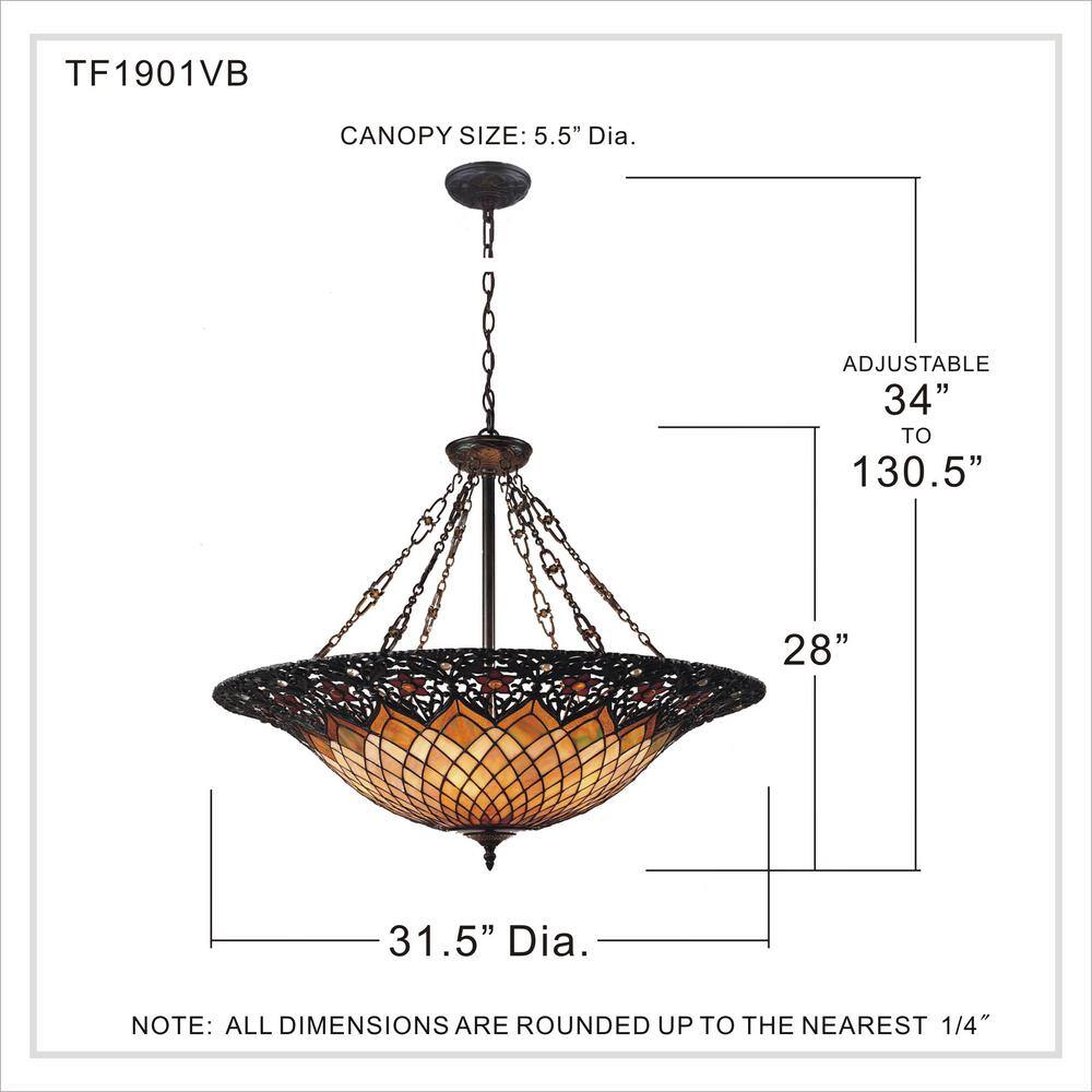 Adriana 32" Vintage Bronze Glass Bowl Pendant Light