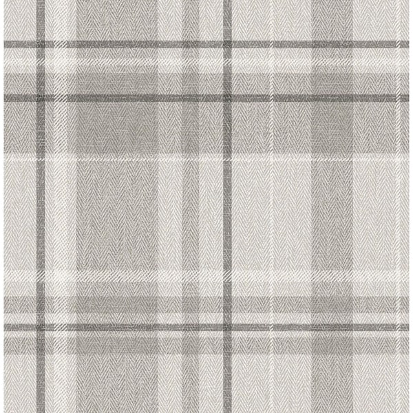 Fine Decor Harris Gray Plaid Chevron Non-Pasted Wallpaper, 56.4 sq. ft.