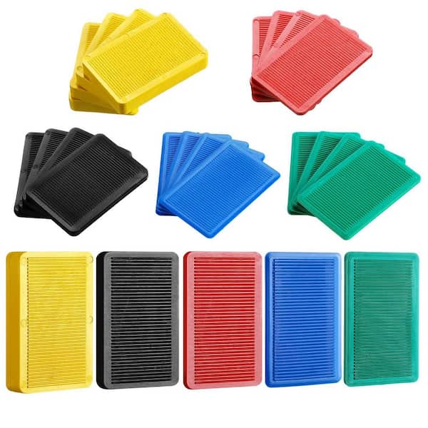 Afoxsos Structural Tile Plastic Shims Leveling 1/13 in. 1/9 in. 1/7 in. 1/5 in. 2/5 in. Plastic Flat Furniture Shims 300-Piece