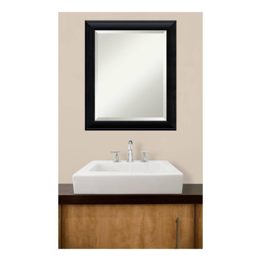 Nero Black Beveled Wood Bathroom Wall Mirror 23.5 x 19.5 in
