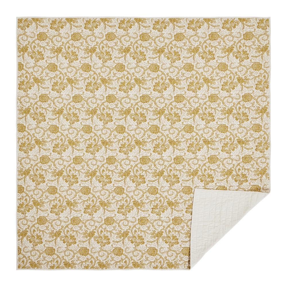 Dorset Gold Floral Reversible Cotton Queen Quilt