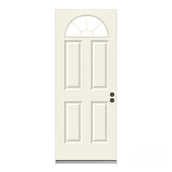 JELD-WEN 32 in. x 80 in. Fan Lite Primed Steel Prehung Left-Hand Inswing Front Door