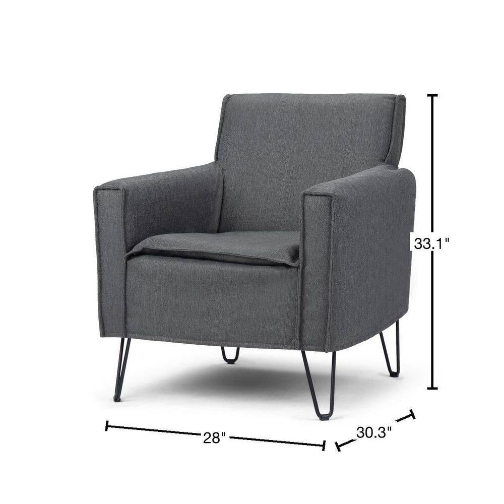 Slate Grey Faux Leather Handcrafted Wood Accent Chair