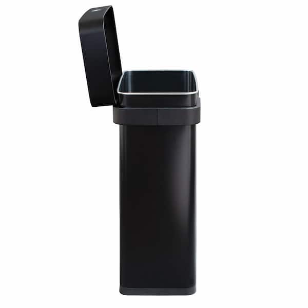 Clorox 13 Gal. Stainless Steel Slim Open Top Trash Can, Black CLX