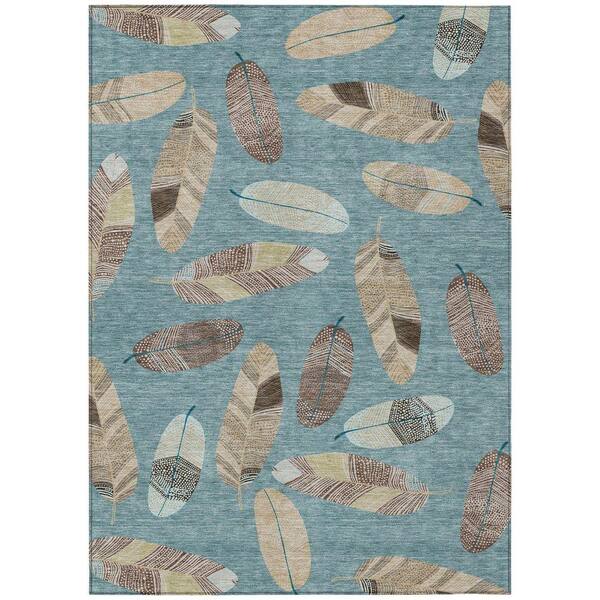Chantille Machine Washable Indoor/Outdoor Abstract ACN2649 Teal 10 ft. x 14 ft. Area Rug