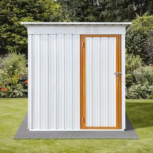 4.05 ft. W x 5.4 ft. D Metal Garden Sheds Outdoor Storage Sheds White Plus Yellow Single Door (21.87 sq. ft.)