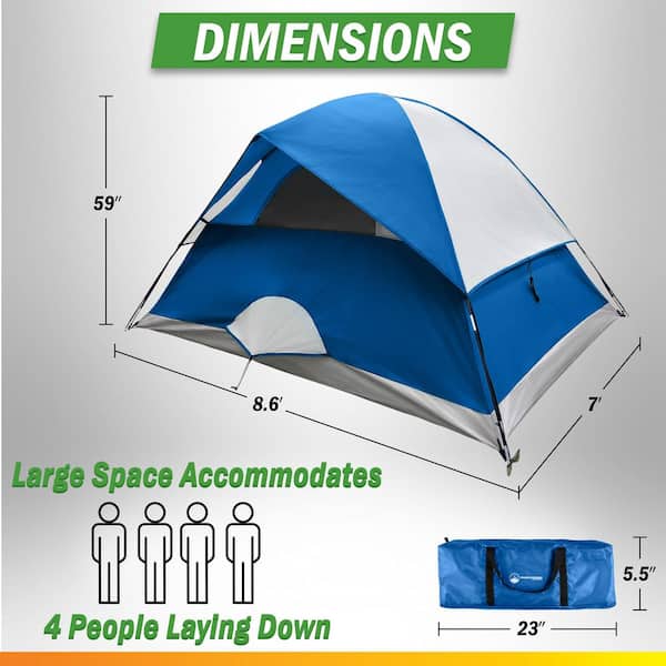 zelt 4000 mm wassersäule 6-7 Personen, & eingenähte Bodenwanne, Stehhöhe, Eingang mit Fliegengitter, Sonnendach & Privatsphäre-Trennvorhang, XXL Familienzelt Tunnelzelt für Camping Reisen Festival Sport & Freizeit 2026structure-Tents-And-Camping-Equipment-Tents Gurtband Spannhaken, 4 Stück, Material:5-Spring Steel Arms