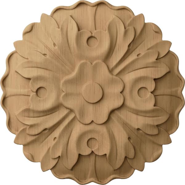 Ekena Millwork 5/8 in. x 4-1/4 in. x 4-1/4 in. Unfinished Wood Lindenwood Small Kent Floral Rosette