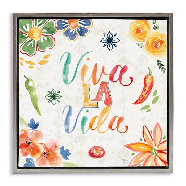 Stupell Industries Liva the Life Phrase by Dina June Gray Floater Frame Typography Graphic Art Print 25 in. x 25 in.