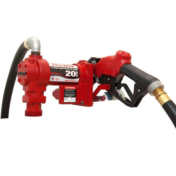 FILL RITE 12-Volt 20 GPM 1/4 HP Fuel Transfer Pump with Standard Accessories (Automatic Nozzle)